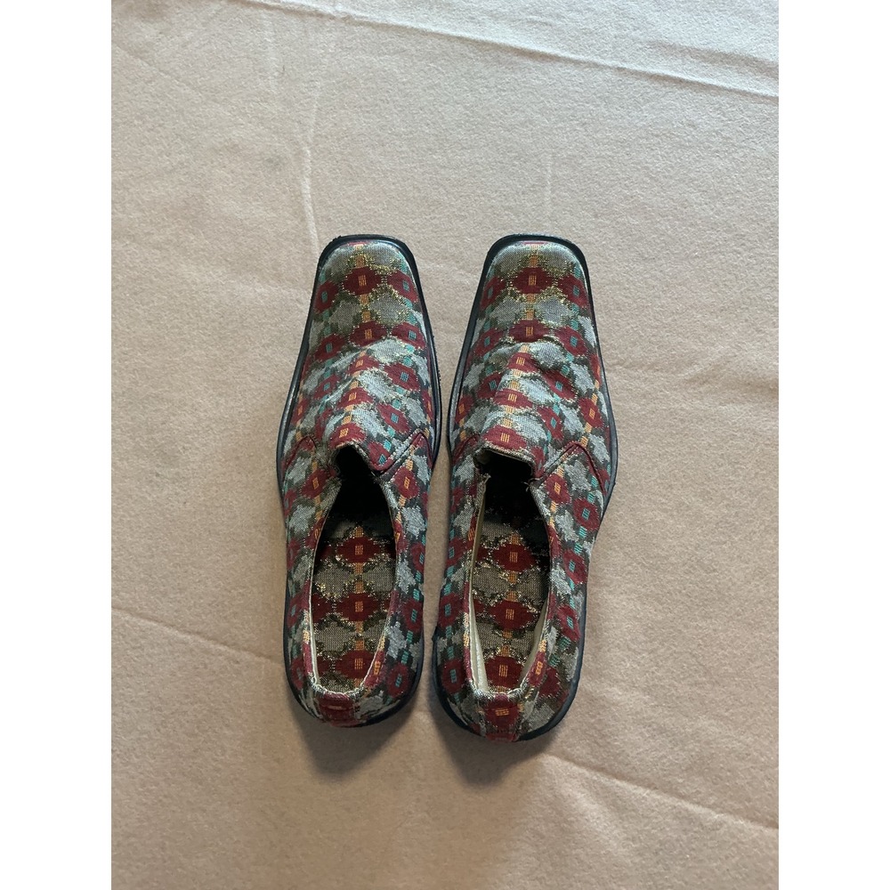 Brocade Tapestry Loafers Mens 7 Multicolor Excellent Vintage Style Slip On Shoes